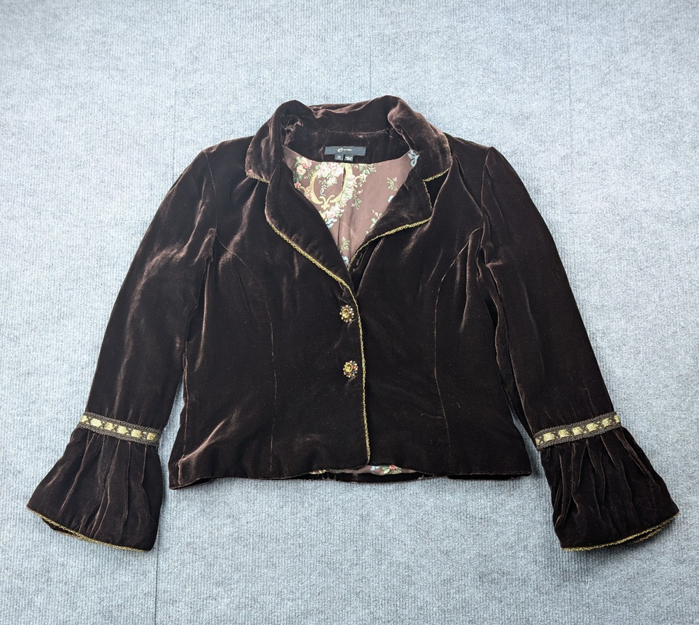 Vintage Velvet Jacket Womens 12 Silk Velour 90s Whimsigoth Cottage Dark Romantic
